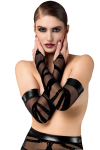 Gants longs floqu�s Bondesque F361 - Noir Handmade